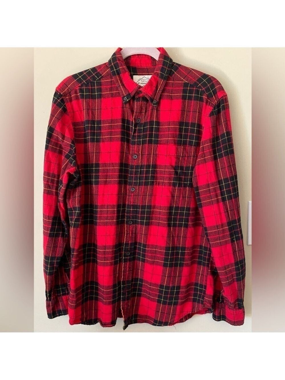 St. John’s Bay Red and Black Plaid Men's Shirt M
